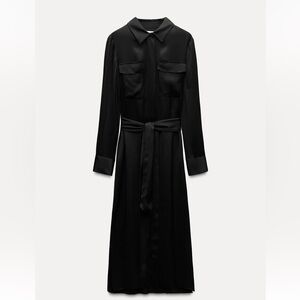 ZARA NWT Satin Effect Shirt Dress ZW Collection